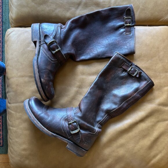 Frye Shoes - Brown leather slouchy Frye boots